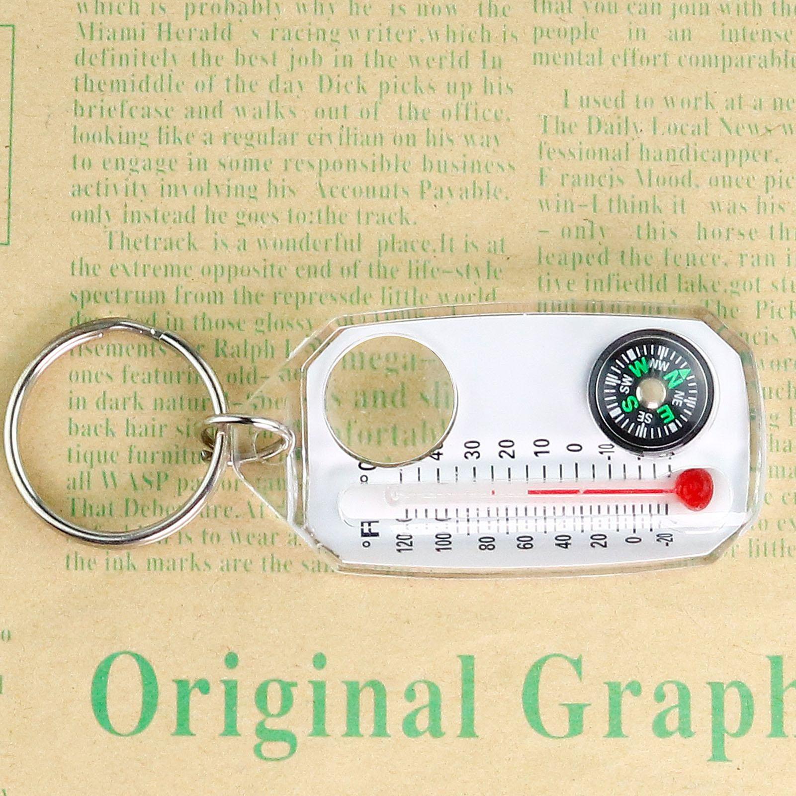 Compass Keychain Mini - Kompas survivalowy 3w1, mini kompas do