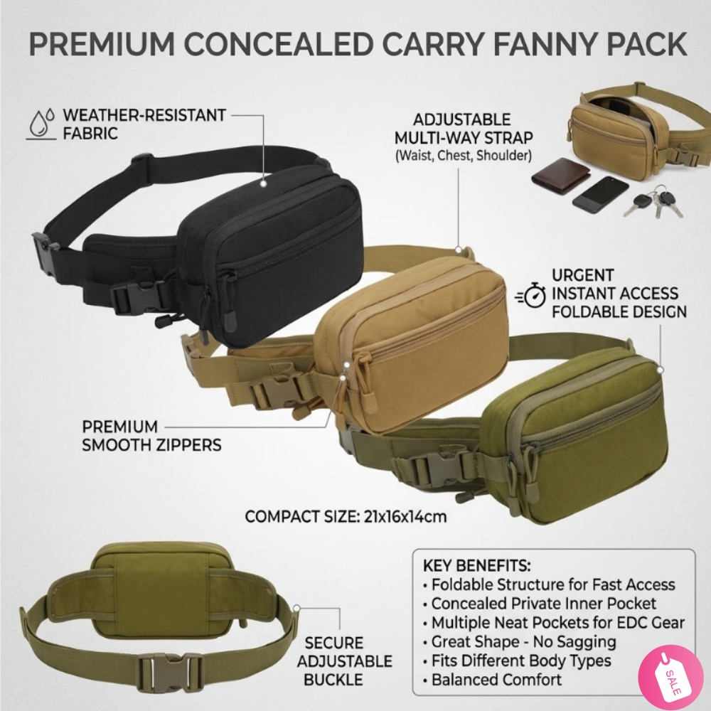 Edc Concealed Carry Fanny Pack - Taktyczna saszetka biodrowa do ukrytego noszenia,