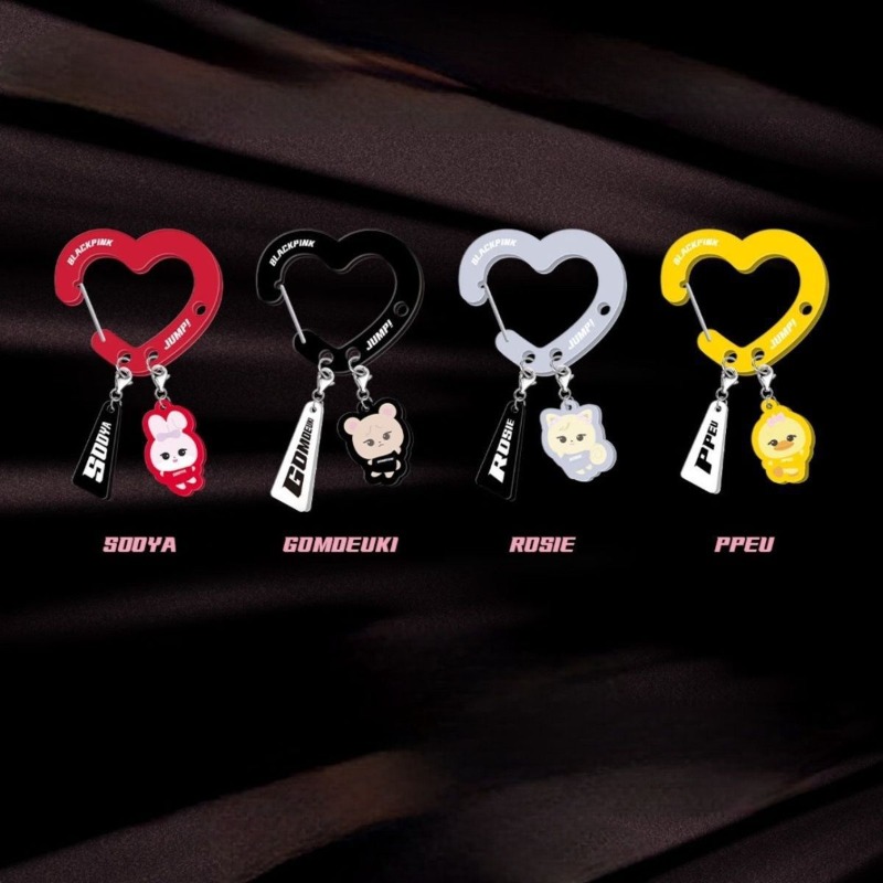 Carabiner Keychain - Czarno-różowe, urocze akrylowe gadżety z motywem